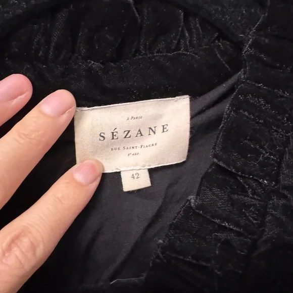 Sezane Orchidea Dress Velours Patchwork - Size 42 - Picture 5 of 6